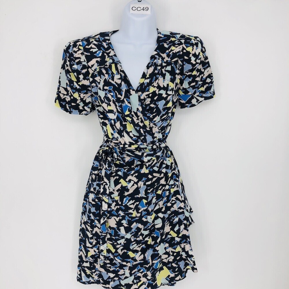 Rebecca Minkoff S131028 Women's True Navy Short Sleeve Vista Dress Size 4 Silk